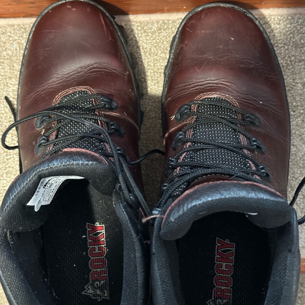 Rocky Men's Dark Burgundy Leather Work Boots